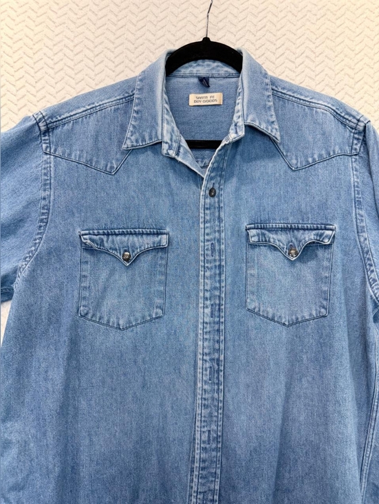 Santa Fe Dry Goods Tops - RARE Santa Fe Dry Goods Women Denim Western Shirt sz Large Made In HONG KONG EUC